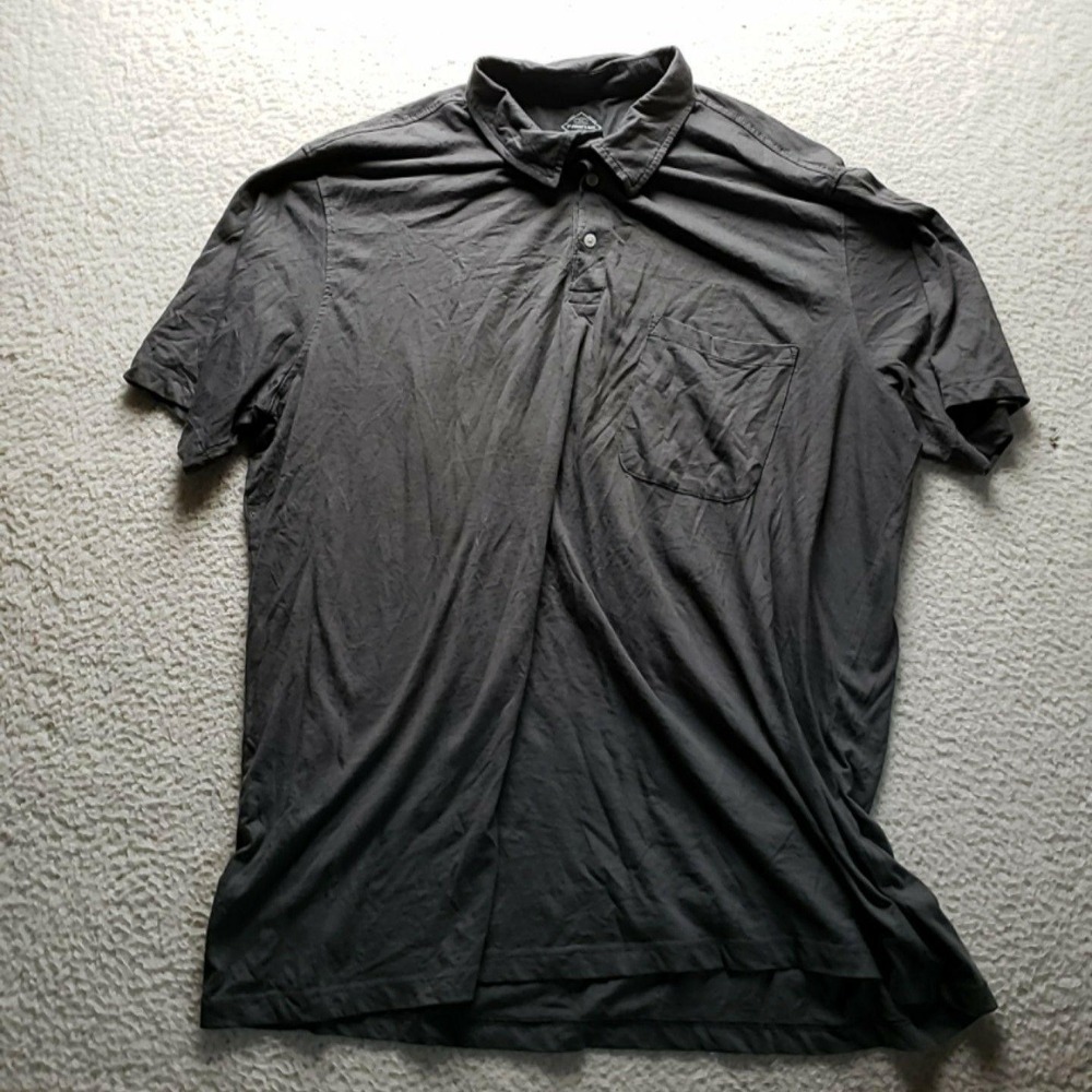 St. John's Bay Polo Shirt Mens Big 3XLT Gray Solid Super Soft Knit Jersey Top